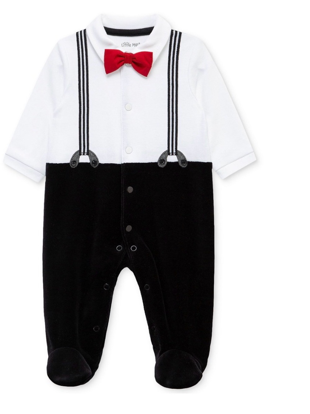 Little Me‎ Baby Boy Tuxedo Velour Footie NWT Suspenders Bowtie 6M